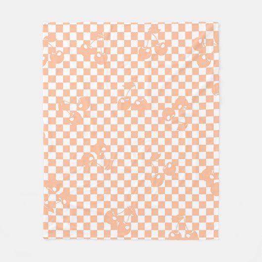 Pfirsich-Fuzz-Kirsch-Gingham-Muster Fleecedecke (Vorderseite)