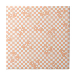 Pfirsich-Fuzz-Kirsch-Gingham-Muster Fliese