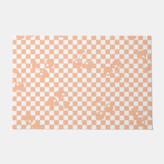 Pfirsich-Fuzz-Kirsch-Gingham-Muster Fußmatte (Vorderseite)