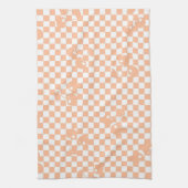Pfirsich-Fuzz-Kirsch-Gingham-Muster Geschirrtuch (Vertikal)