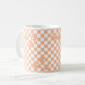 Pfirsich-Fuzz-Kirsch-Gingham-Muster Kaffeetasse (Vorderseite Links)