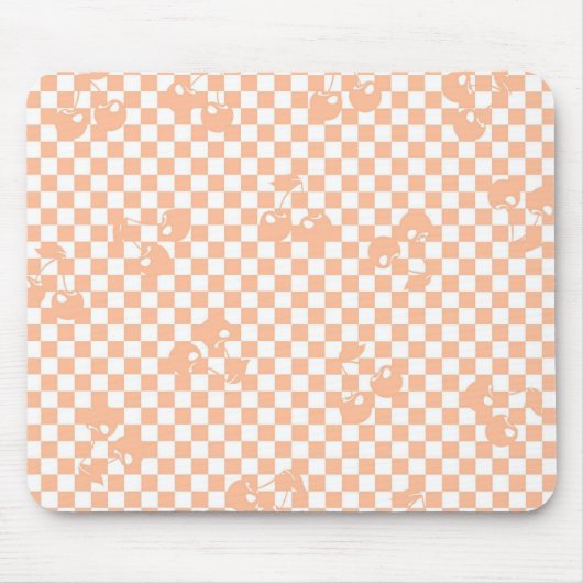 Pfirsich-Fuzz-Kirsch-Gingham-Muster Mousepad (Vorne)