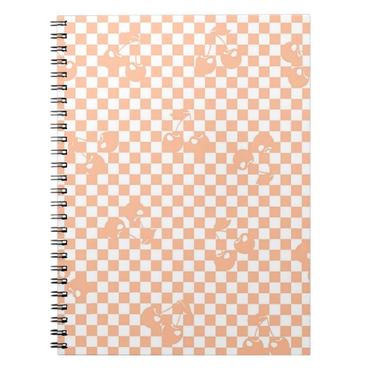 Pfirsich-Fuzz-Kirsch-Gingham-Muster Notizblock (Vorderseite)