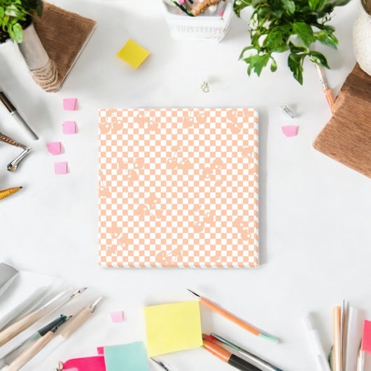 Pfirsich-Fuzz-Kirsch-Gingham-Muster Post-it Klebezettel