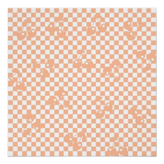 Pfirsich-Fuzz-Kirsch-Gingham-Muster Poster (Vorderseite)