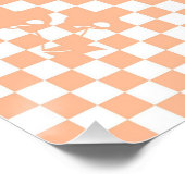 Pfirsich-Fuzz-Kirsch-Gingham-Muster Poster (Ecke)