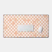 Pfirsich-Fuzz-Kirsch-Gingham-Muster Schreibtischunterlage (Tastatur & Maus)