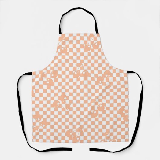 Pfirsich-Fuzz-Kirsch-Gingham-Muster Schürze (Vorderseite)
