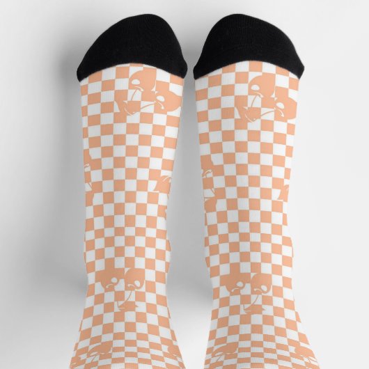 Pfirsich Fuzz Kirsch Gingham-Muster Socken (Oben)