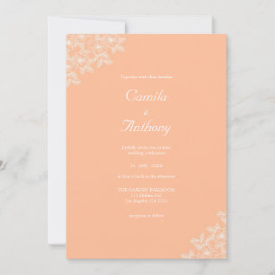 Pfirsich Fuzz minimalistisches Blumenmuster Einladung
