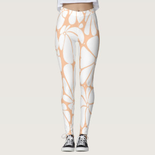 Pfirsich Fuzz Retro 70er Jahre Weiße Blume Grafikd Leggings