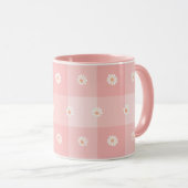 Pfirsich-Gänseblümchen-Karo Tasse (VorderseiteRechts)