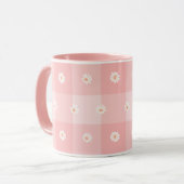 Pfirsich-Gänseblümchen-Karo Tasse (Vorderseite Links)