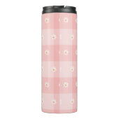 Pfirsich-Gänseblümchen-Karo Thermosbecher (Rückseite)