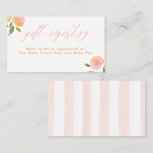Pfirsich-Geschenkregistry Süße Babyparty Begleitkarte