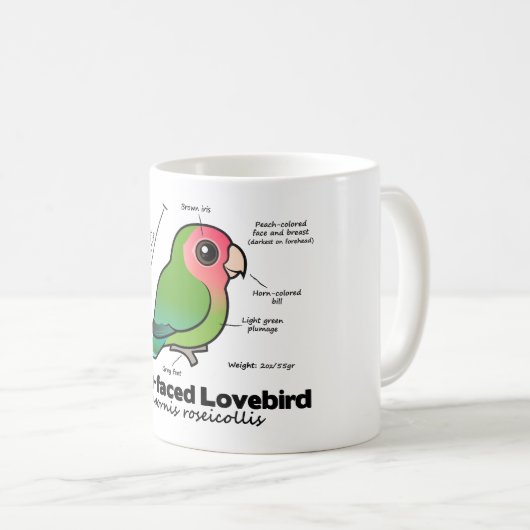 Pfirsich-gesichtige Lovebird-Statistiken Kaffeetasse (VorderseiteRechts)