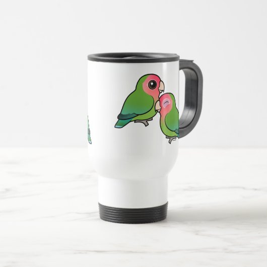 Pfirsich-gesichtiger Lovebird-entzückende Paare Reisebecher (VorderseiteRechts)