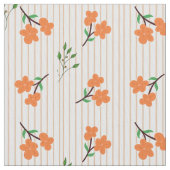 Pfirsich gestreiftes Blumen- Botanik- Pima-Baumwol Stoff (Nahaufnahme)