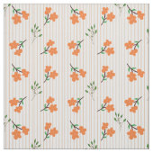 Pfirsich gestreiftes Blumen- Botanik- Pima-Baumwol Stoff (Muster)