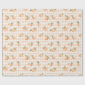 Pfirsich-Gingham-Baby-Shower-Geschenk Geschenkpapier (Flach)