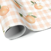 Pfirsich-Gingham-Baby-Shower-Geschenk Geschenkpapier (Rolleneckpunkt)