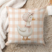 Pfirsich-Gingham-Gans-Aquarell Kissen (Decke)
