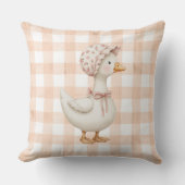 Pfirsich-Gingham-Gans-Aquarell Kissen (Vorderseite)