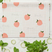 Pfirsich Gingham Geschirrtuch (Gefaltet)