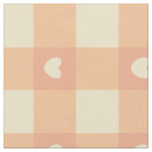 Pfirsich-Gingham-Herzmuster, Süßes Kawaii-Karomust Stoff (Nahaufnahme)