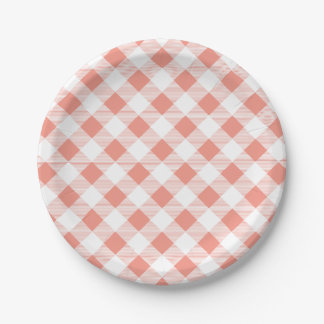 Pfirsich-Gingham-Muster, Picknick, GRILLEN Pappteller