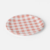 Pfirsich-Gingham-Muster, Picknick, GRILLEN Pappteller (Schrägansicht)