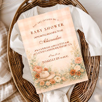 Pfirsich-Gingham-Western-Blumen-Baby-Party