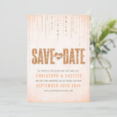 Pfirsich Glitter Look Save The Date (Stehend Vorderseite)