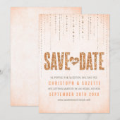 Pfirsich Glitter Look Save The Date (Vorne/Hinten)