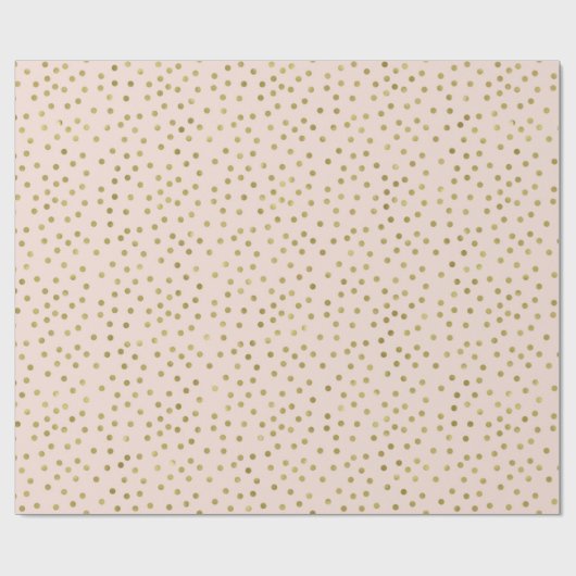 Pfirsich-Goldconfetti-Punkte Geschenkpapier (Flach)