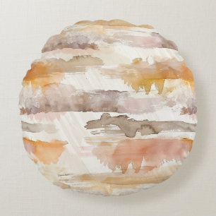 Pfirsich-Grapefruit-Creme-Kakao-Tan-Streifen Rundes Kissen
