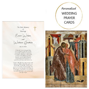 Pfirsich-graue texturierte orthodoxe Hochzeitsgebe Platzkarte