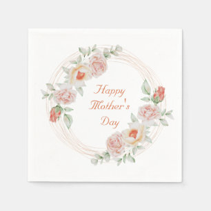 Pfirsich Grün Blume Elegant Frohen Muttertag Serviette