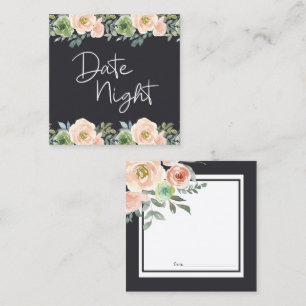 Pfirsich Grün Navy Pastell Blumen Date Night Karte