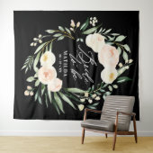 Pfirsich + grüne Aquarellblorbraut Wandteppich (Beispiel (Horizontal))