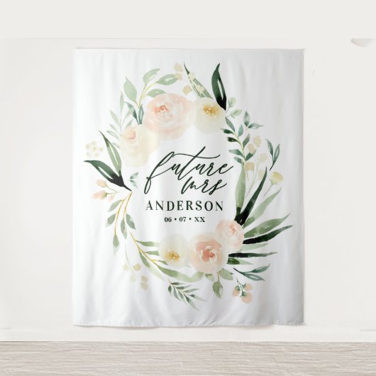 Pfirsich + grünes Brautparty Wandteppich (Vorderseite)