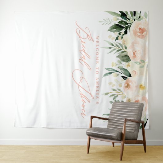 Pfirsich + grünes Brautparty Wandteppich (Beispiel (Horizontal))