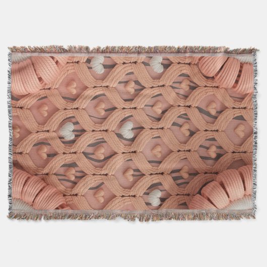 Pfirsich-Häkel-Tiger-Pattern-Wurfdecke – Cozy Decke (Vorderseite)