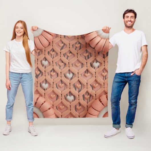 Pfirsich-Häkel-Tiger-Pattern-Wurfdecke – Cozy Fleecedecke (Beispiel)