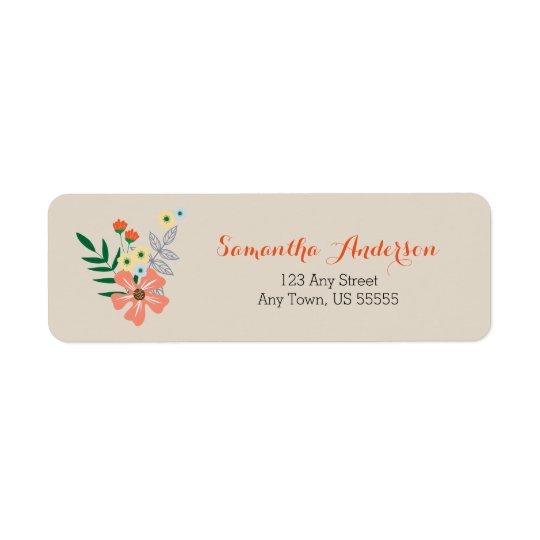 Pfirsich-Hand gezeichnete Blumen, personalisiert