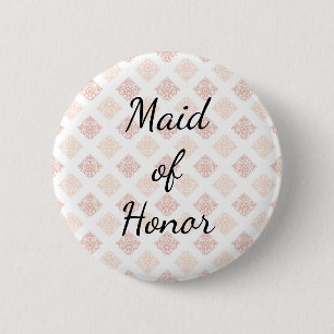 Pfirsich Hauch Damast Ehrenjungfer Button