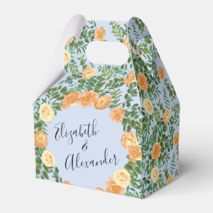 Pfirsich Hellblaue Hochzeitsrosen Floral Geschenkschachtel