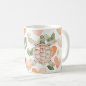 Pfirsich-Herzen-Träume-Seeschildkröte Kaffeetasse (VorderseiteRechts)