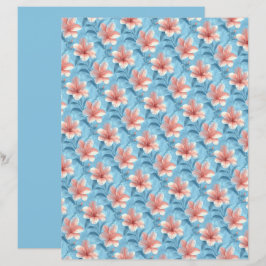 Pfirsich-Hibiskus-Blumen-Schabblonenpapier