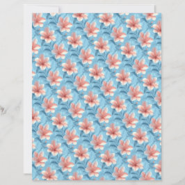 Pfirsich-Hibiskus-Blumen-Schabblonenpapier